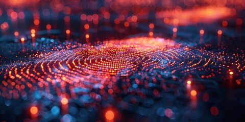 Fingerprint security scanning on digital interface. Biometric prints.