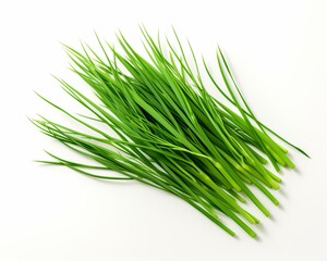A bunch of fresh chives isolated on white background.