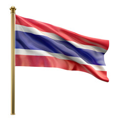 Thailand waving flag isolated on transparent background