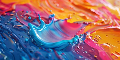 Macro image of the multicolor oil paint drop