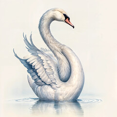 A Painting of Azure Majesty: Serene Swan Glides on a Luminous Canvas