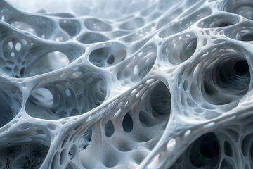 Abstract Organic White Cellular Structure Background for Scientific Concepts