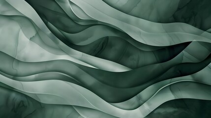 abstract modern green gradient liquid papercut layers wave background.smooth wavy shapes.generative ai