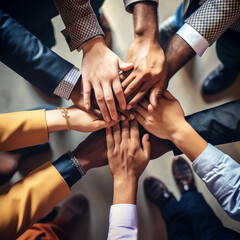 Diverse Team Unity Hand Stack