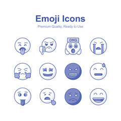 Set of emoji icons, cute expressions vector design