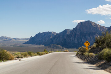 the road through the Red Rock Canyon, Nevada