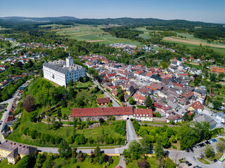 Aerial view of Weitra castle and town