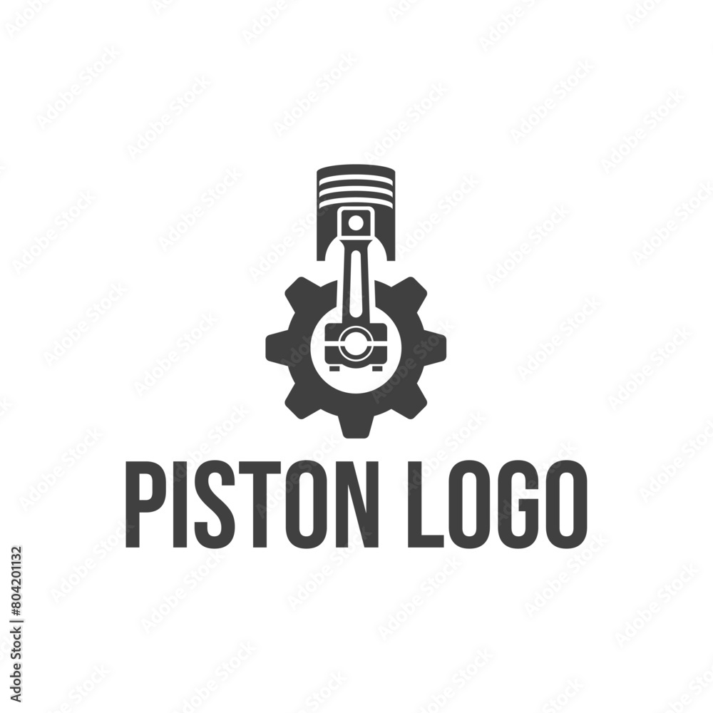 Sticker Automotive piston workshop logo design modern badge style custom car service engine tune up logo.