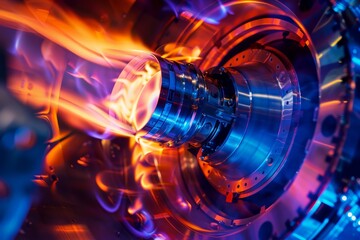 Close-up of a metal object with fiery flames engulfing it, showcasing intense heat and ignition - Powered by Adobe