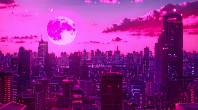 synthwave city skyline