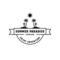 Obraz premium Summer paradise beach hawaii logo design vintage retro style