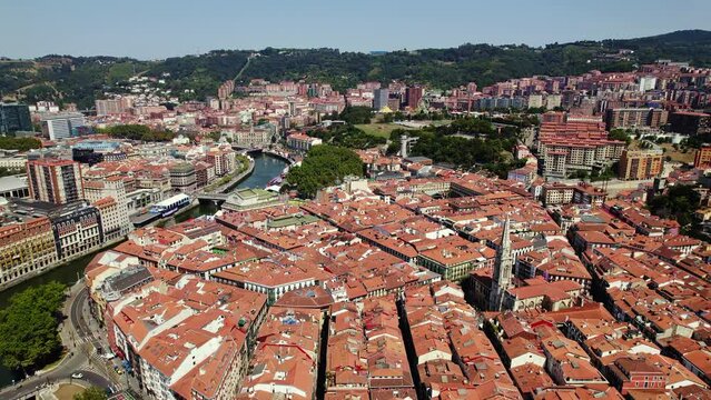 Cathedral of Santiago de Bilbao and old town Bilbao