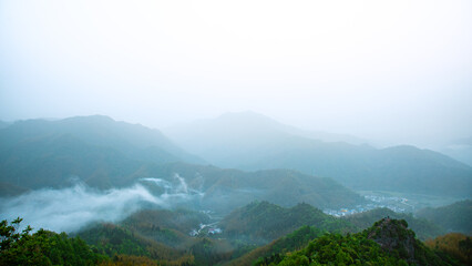 Roofji Mountain, Lu'an City, Anhui Province - the view of the mountain to the sky in foggy weather
