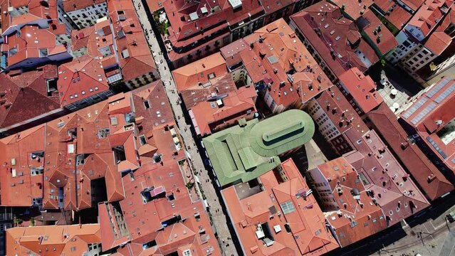Old town bilbao aerial aerial image