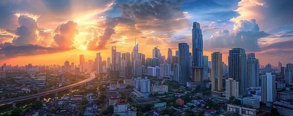 Modern cityscape with skyscrapers, Makati, Manila, Philippines