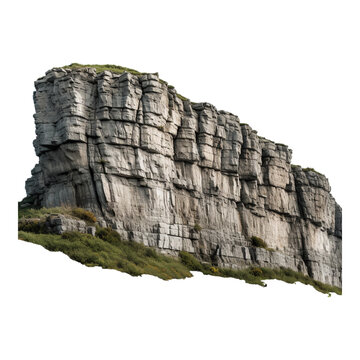Rock Cliff, Cutout isolated transparent background, Generative AI 