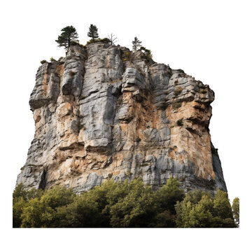 Rock Cliff, Cutout isolated transparent background, Generative AI 