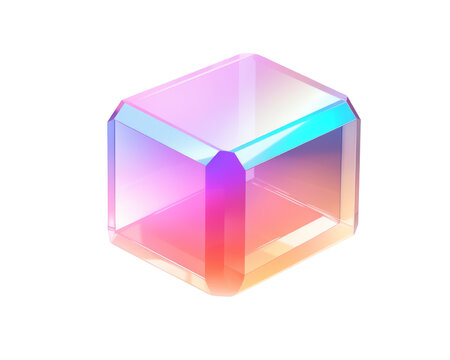 3d gradient blue purple pentagonal prism isolated on transparent background