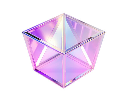 3d gradient blue purple pentagonal prism isolated on transparent background