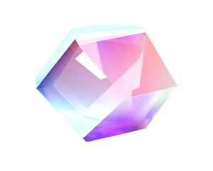 3d gradient blue purple pentagonal prism isolated on transparent background