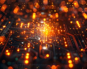 Fototapeta premium Glowing Fiber Optic Junction in Quantum Computing Matrix Showcasing Advanced Technology and Innovation