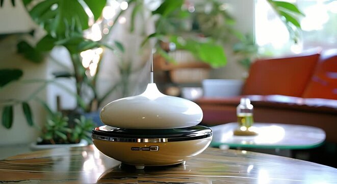 Create a serene atmosphere with a lovely table diffuser and essential oils . Concept Aromatherapy, Relaxation, Home Decor, Wellness, Essential Oils