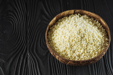 Indian sago starch cereal on a rustic background