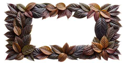 brown leaves arranged in a rectangular frame pattern on a transparent background.
