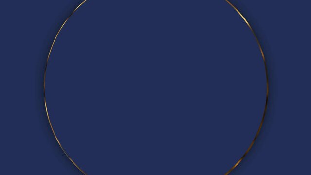 minimalistic dark blue luxurious modern background. space for text.  a circle with a gold frame.  Motion Graphic Background Design
