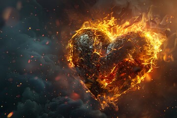 heart on fire, 3d concept