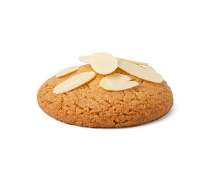 Cookie with fresh almond flakes isolated on white