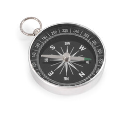 One compass isolated on white. Tourist equipment