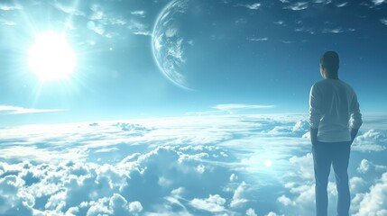 Obraz premium Fantasy look at Earth from space or another planet illustration