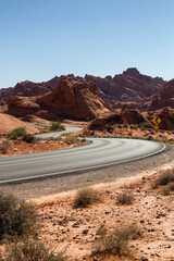 a beautiful road through the breathtaking landscape of the valley of fire state Park, Nevada