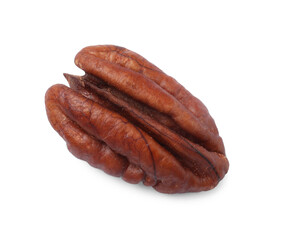 One tasty pecan nut isolated on white, top view