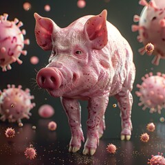 pig, virus, 3d concept