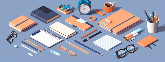 Obraz premium illustrations of office supplies for creative branding.