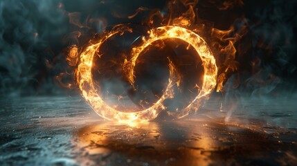 Eternity sign, ring, exploding inferno creativity concept igniting