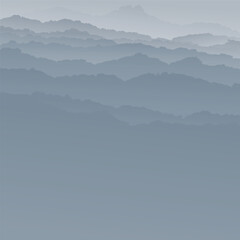 abstract mountain ranges graphic with fog on square background vector illustration have blank space.