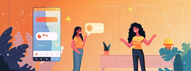 Illustrations of satisfied customers and expressing positive feedback.