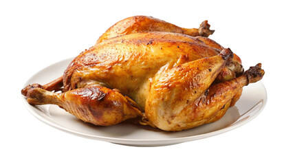 Roasted chicken isolated on Transparent background.