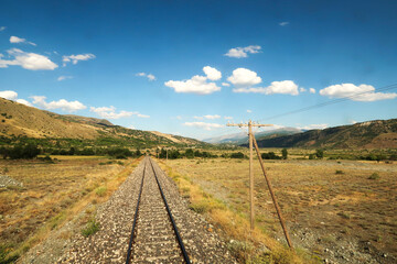 Back view on the train ride in the Eastern Express, Dogu Ekspresi from Kars to Ankara, endless...