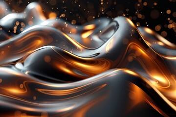 Captivating visualization of fluid black forms with golden highlights suggesting luxury and vitality