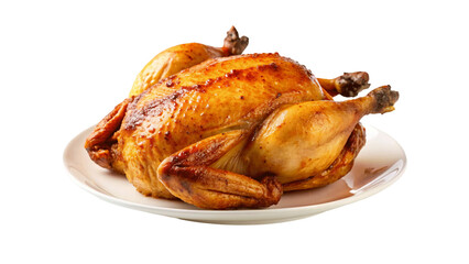Roasted chicken isolated on Transparent background.
