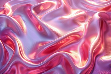 Obraz premium A high-resolution image of pink silk fabric, illustrating its smooth texture and luxurious folds
