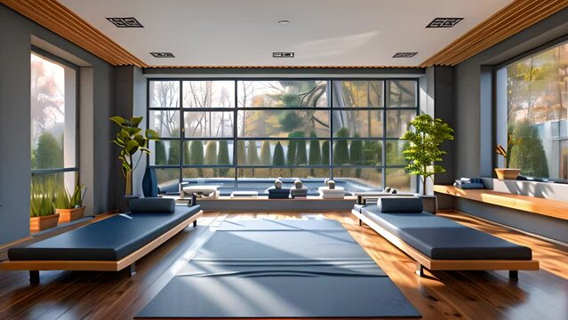 This Modern Pilates studio showcases reformer machine, offering total body workout experience