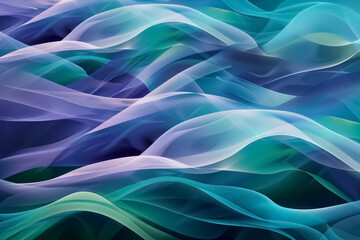 Abstract design featuring waves of vibrant blues and greens, creating a sense of fluid movement and textured depth.