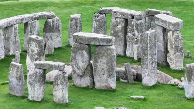 Stonehenge UNESCO World Heritage Site, England UK, Drone Shot