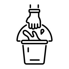 Grab this linear icon of water bucket 