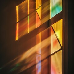 Warm Sunlight Casting Colorful Rainbow Reflections Through Stained Glass Window